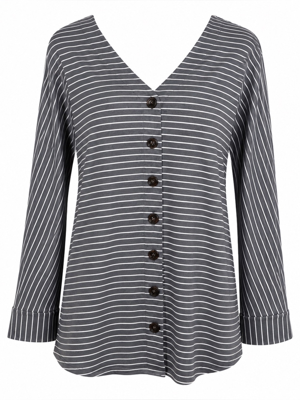 Vici Dolls Entro Blue and White Striped Shirt Womens size Small layering shirt